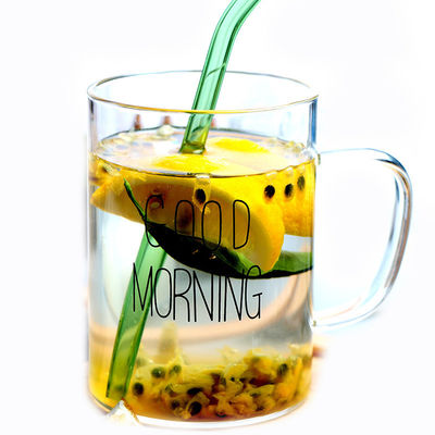 450ml Single Wall Glass Coffee Cup With Handle Simple Design Heat Proof supplier