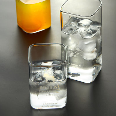Handmade Square Glass Cup , Thin Wall Borosilicate Glass Mugs For Drinking supplier