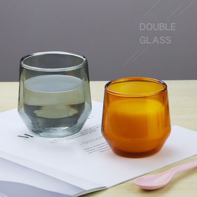 Double Wall Thermos Glass Coffee Cup Hand Blown Borosilicate Glass Material supplier