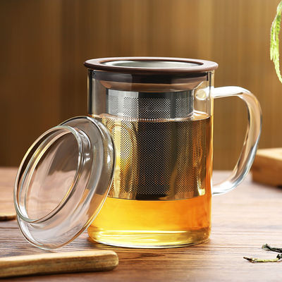 Break Resistant Glass Tea Infuser Cup Lightweight For Hot / Cold Drinks supplier