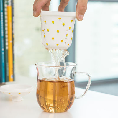 High Borosilicate Glass Tea Infuser Cup With Ceramic Filter Easy To Clean supplier