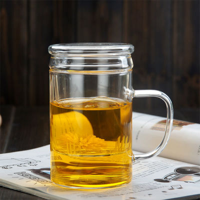 Transparent Handmade Tea Strainer Cup , 400ml Coffee / Tea Cup With Filter supplier