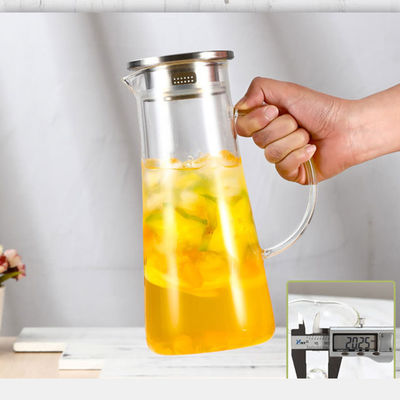 Non Toxic Bedroom Water Carafe , Cool / Hot Water Airtight Glass Pitcher supplier