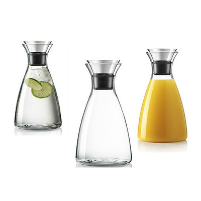 35oz Borosilicate Glass Pitcher With Lid , Silicone Flip Top Lid Insulated Water Carafe supplier