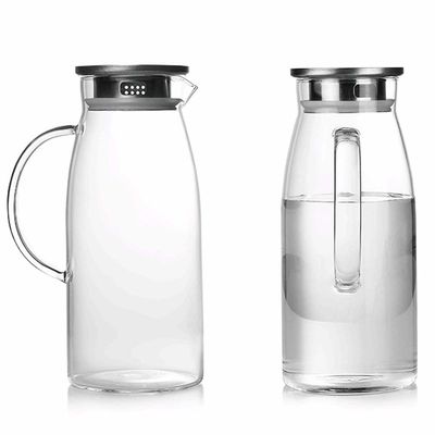Borosilicate Insulated Pitcher With Lid , Pyrex Glass Water Jug For Fridge Door supplier