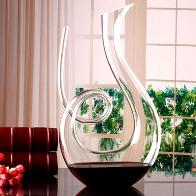 Modern Hand Blown Glass Decanter , Clear Glass Flat Bottom Wine Decanter supplier