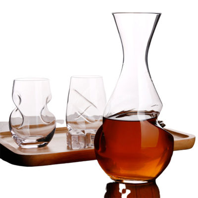 High Purity Borosilicate Glass Decanter , Mouth Blown Single Glass Decanter supplier