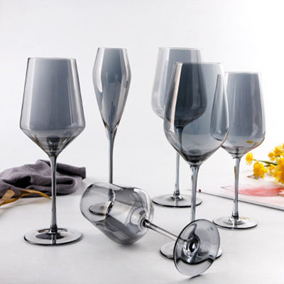 Classic Long Stem Smoky Crystal Wine Glasses With Decanter Food Grade supplier