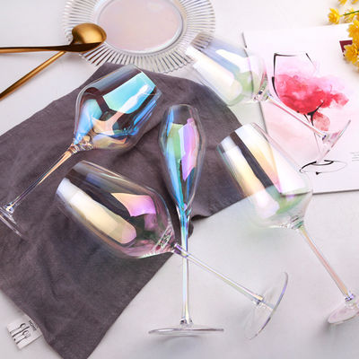 Electroplated Rainbow Wine Glass , Transparent Burgundy Wine Glass Decanter Set supplier