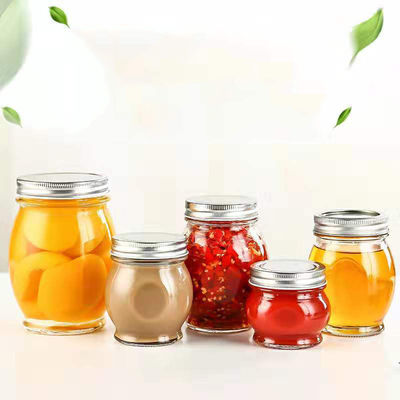 Food Container Clear Glass Honey Jar With Metal Cover BPA Free Reusable supplier
