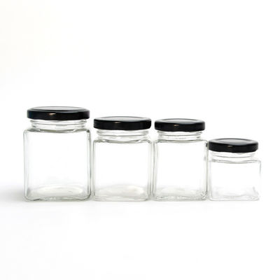 Square Bee Honey Glass Candy Jars , Durable Glass Food Container Easy To Use supplier