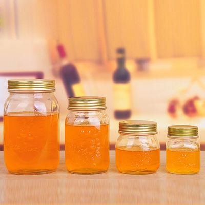 Regular Mouth Jam Jelly Jars With Metal Lid , Glass Canning Storage Jars supplier