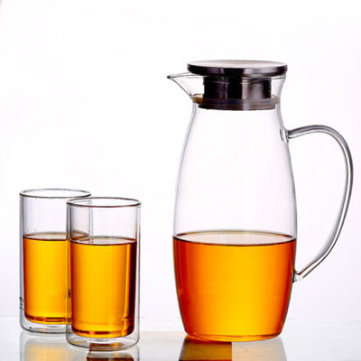 BPA Free Glass Water Pitcher For Juice / Beverage / Cold Water Hand Blown Craft supplier