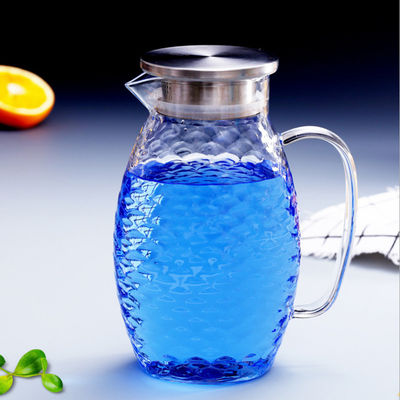 High Borosilicate Glass Pitcher , Drip Free Large Capacity Glass Water Carafe supplier