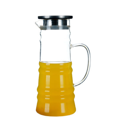 Transparent Large Glass Water Jug With Spout , Eco Friendly Cold Water Pitcher supplier