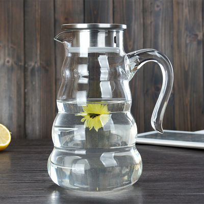 Heat Resistant Glass Water Pitcher Juice Beverage Carafe With Lid Clear Color supplier