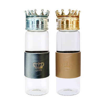 Heat Resistant 300ml Glass Water Bottle With Crown Lid supplier