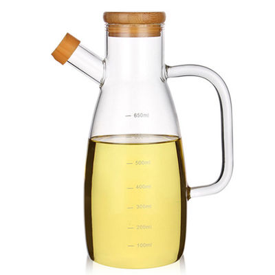 Clear 650ml Glass Olive Oil Bottle With Bamboo Lid supplier