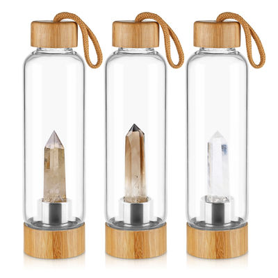 18oz 550ml Quartz Crystal Water Infuser Bottle with Bamboo Lid supplier
