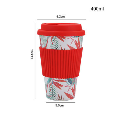 Biodegradable 400ml Bamboo Fiber Coffee Cup With Silicone Cover supplier