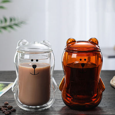 300ml Bear Shaped Insulated Double Wall Pyrex Glass Cup supplier