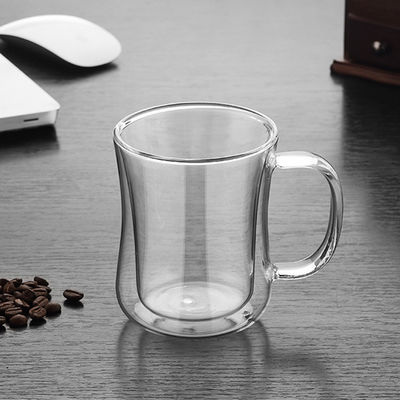 Heat Resistant Borosilicate Double Wall Glass Coffee Mugs supplier