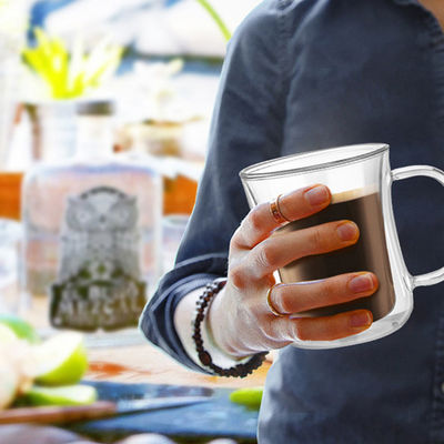 Heat Resistant Borosilicate Double Wall Glass Coffee Mugs supplier