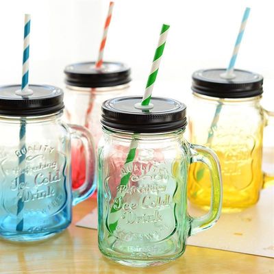 500ml Heat Resistant Thick Colorful Glass Mason Jar Cup supplier