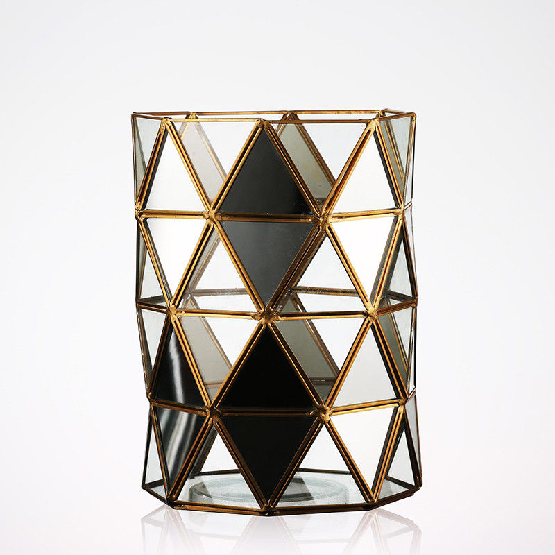 16 * 14 * 40cm Decorative Planter , Metal / Glassless Geometric Terrarium supplier
