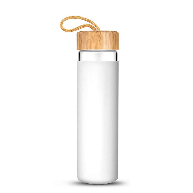 20oz Shatter Resistant Glass Drinking Bottles With Lids , Food Grade Glass Gym Bottle supplier