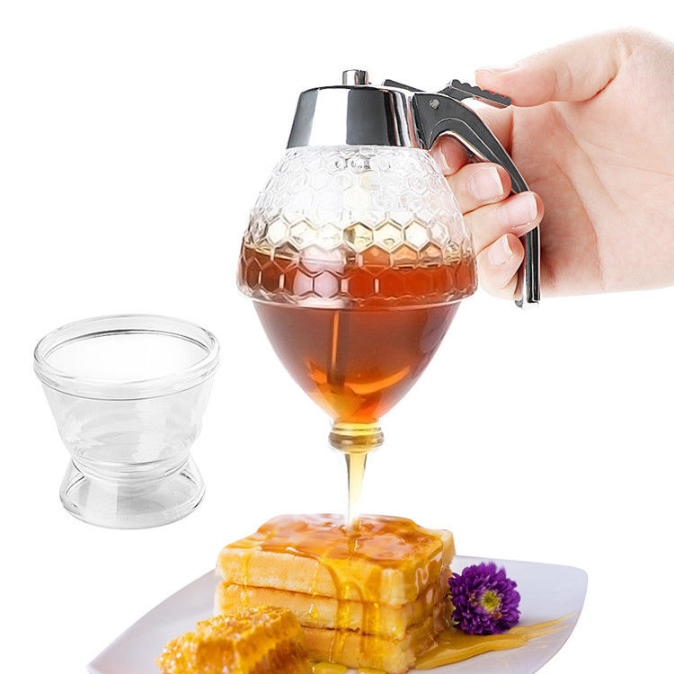 No Drip Plastic Honey Sugar Syrup Dispenser Container With Storage Stand / Stopper supplier