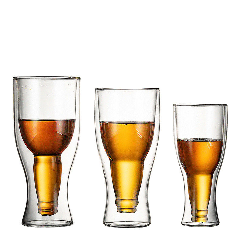 Borosilicate Double Wall Drinking Glasses , Clear Reusable Beer Pong Cups supplier