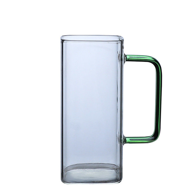 Heat Resistant Single Wall Coffee Cups , Sturdy Small Glass Cups With Handles supplier