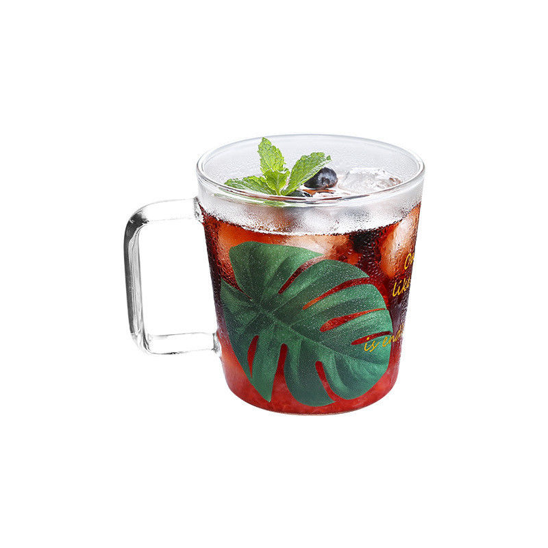 High Borosilicate Glass Coffee Cup Customized Size Colorful With Handle supplier