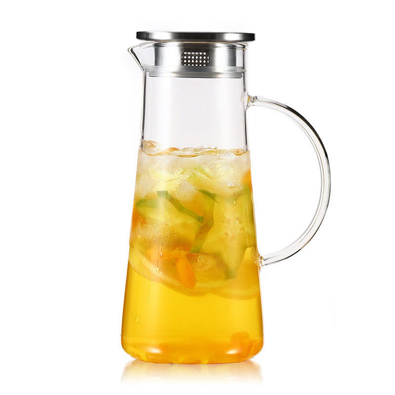 Non Toxic Bedroom Water Carafe , Cool / Hot Water Airtight Glass Pitcher supplier