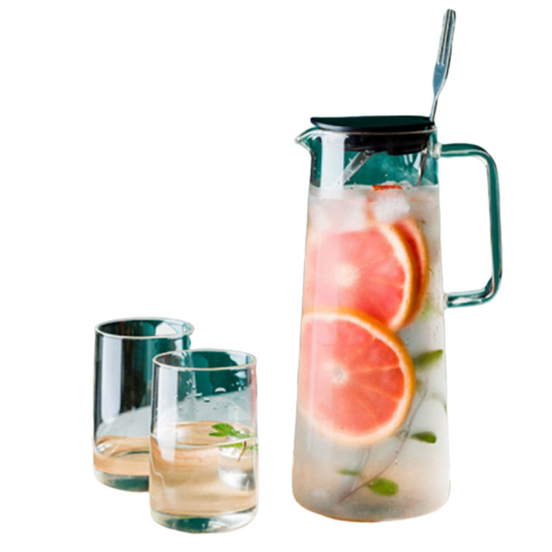 Lead Free Glass Water Pitcher With Silicone Lid / Spoon 1350ml Capacity supplier