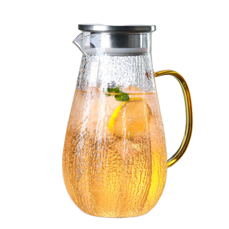 Drip Free Glass Refrigerator Pitcher , Spill Proof Spout Carafe Water Bottle supplier