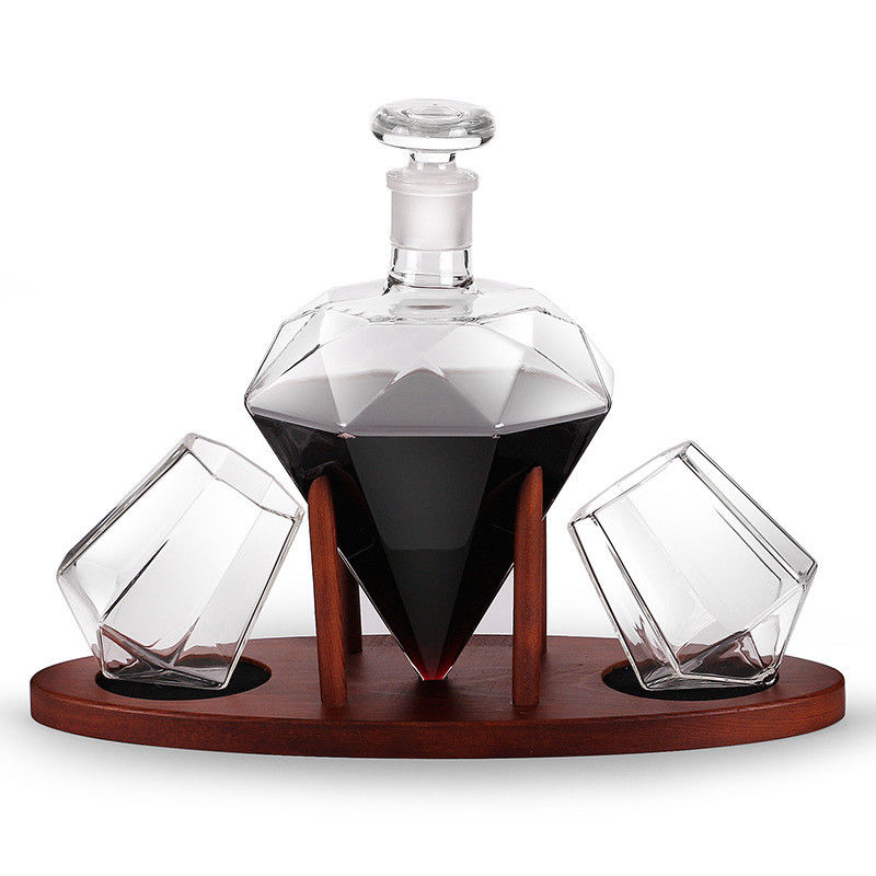 1000ml Diamond Glass Wine Decanter Bottle Lightweight For Red Wine / Whiskey supplier