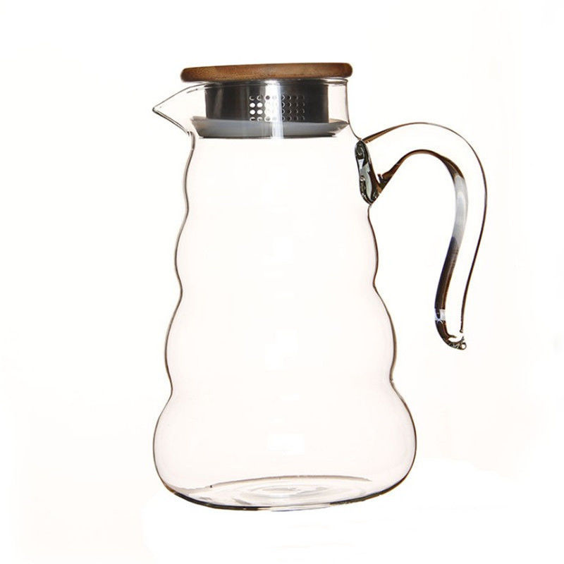 Heat Resistant Glass Water Pitcher Juice Beverage Carafe With Lid Clear Color supplier