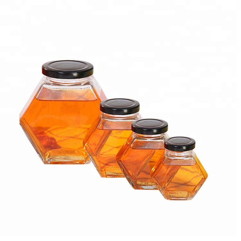 Twist Off Metal Cap Glass Jam Jars , Clear Mason Jars Small Glass Containers supplier
