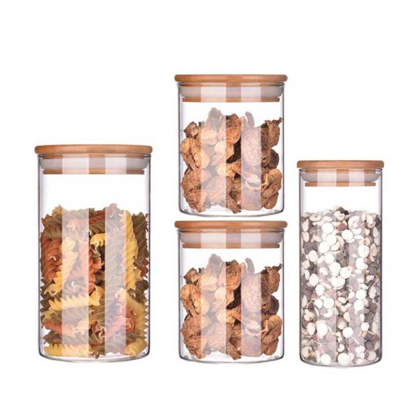 1000ml Borosilicate Glass Storage Jar With Bamboo Lid supplier